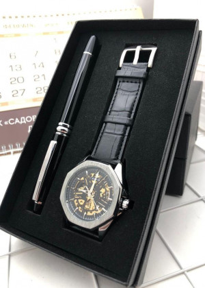 Подарочный набор для мужчины часы, ручка + коробка 21177523