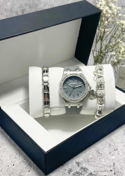 Подарочный набор для женщин часы, 2 браслета + коробка