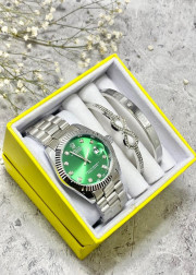 Подарочный набор для женщин часы, 2 браслета + коробка