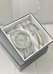 Подарочный набор для женщин часы, 2 браслета + коробка