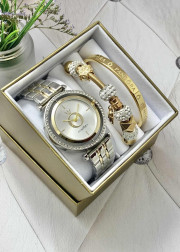Подарочный набор для женщин часы, 2 браслета + коробка