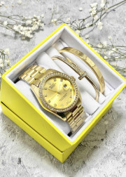Подарочный набор для женщин часы, 2 браслета + коробка