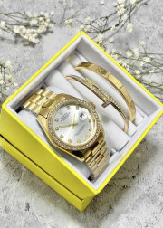 Подарочный набор для женщин часы, 2 браслета + коробка