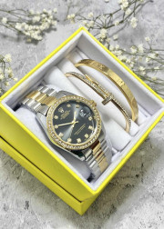 Подарочный набор для женщин часы, 2 браслета + коробка