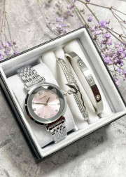 Подарочный набор для женщин часы, 2 браслета + коробка