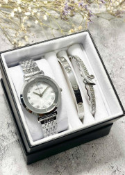 Подарочный набор для женщин часы, 2 браслета + коробка