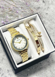 Подарочный набор для женщин часы, 2 браслета + коробка