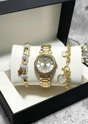 Подарочный набор для женщин часы, 2 браслета + коробка