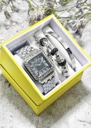 Подарочный набор для женщин часы, 2 браслета + коробка