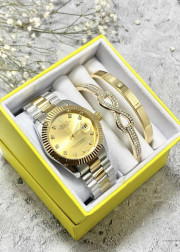 Подарочный набор для женщин часы, 2 браслета + коробка