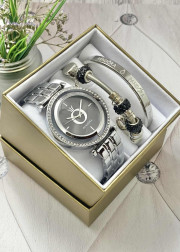 Подарочный набор для женщин часы, 2 браслета + коробка