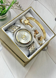 Подарочный набор для женщин часы, 2 браслета + коробка