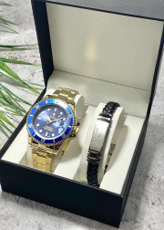 Подарочный набор для мужчины часы и браслет + коробка