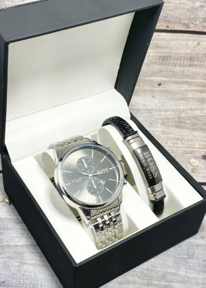 Подарочный набор для мужчины часы и браслет + коробка 23304821