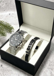 Подарочный набор для мужчины часы и браслет + коробка
