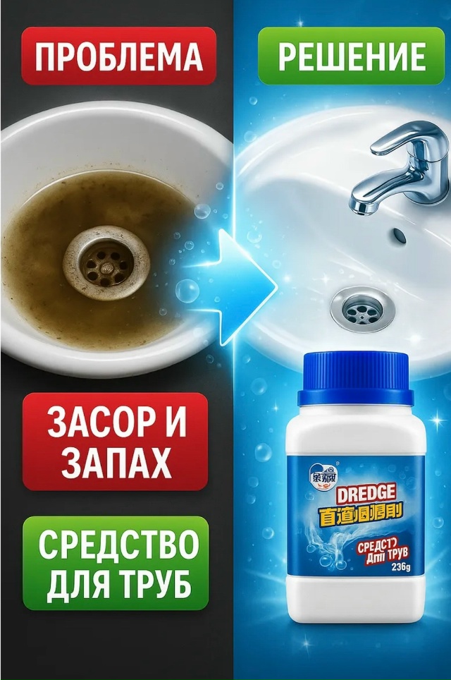 Средство для очистки труб от засора на кухне 23090960